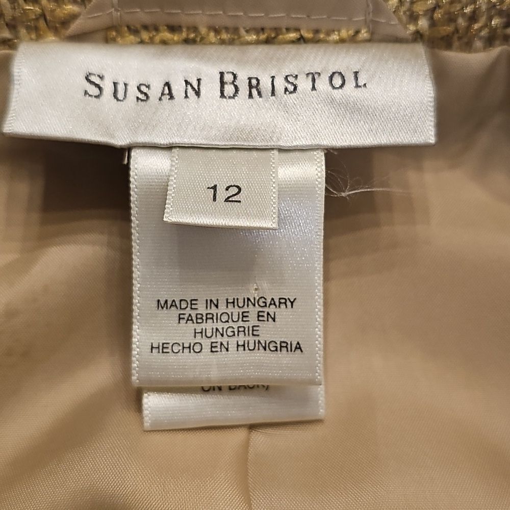 SUSAN BRISTOL Gold‎ Coast Wool Blend Vintage Blazer Size 12 - Picture 5 of 8